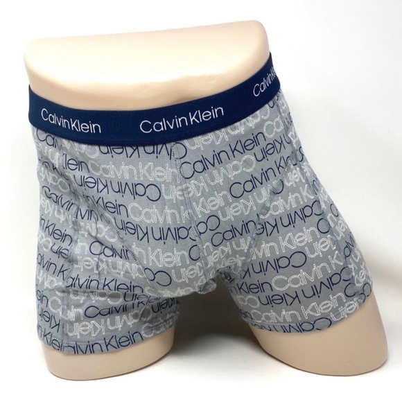 🌿Sale🌿 Calvin Klein 2 Pack Mens Cotton Stretch Trunk Grey Dark Blue NP21670900 - Picture 2 of 4
